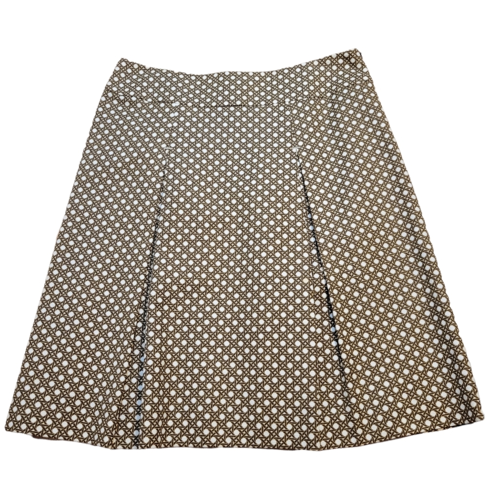Talbots Pleated Skirt Sz 8 Retro Cane Whicker Print Scoolgirl Mini A-Line 7/8